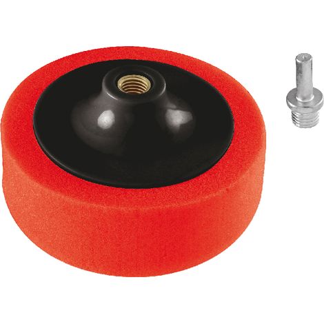 TAMPONE IN SPUGNA PLATORELLO PER TRAPANO 125 mm FILETTATO M14 GAMBO 8mm VALEX