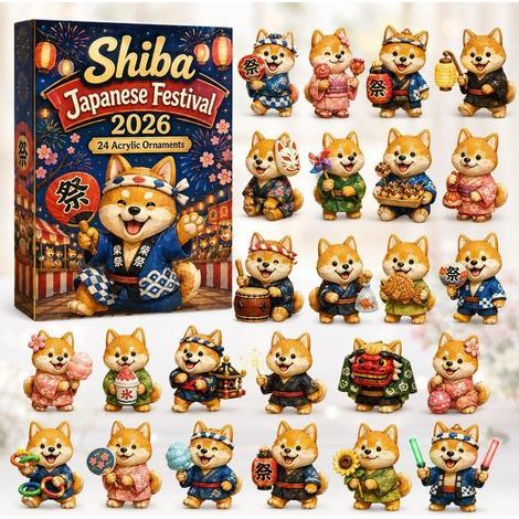 Shiba japonais calendrier avent 2026 2D boîte surprise
