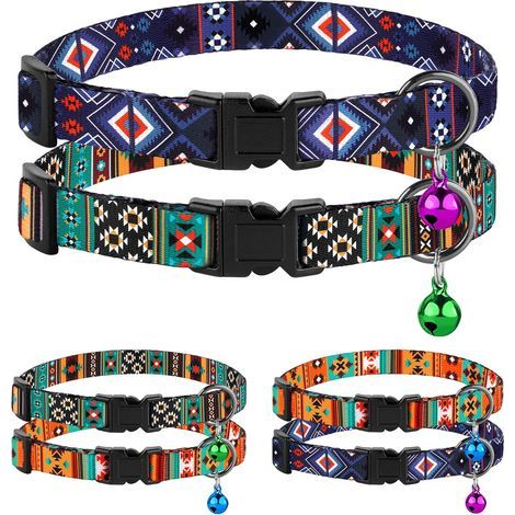 Lot de 2 Colliers réglables pour Chat - Motif Tribal aztèque du sud-Ouest - Colliers de sécurité pour Chats et Chatons (Aztèque + Tribal) (1/5)