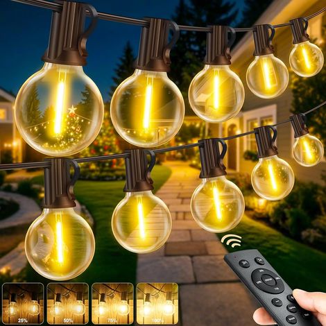 Guirlande Lumineuse Exterieure LED 30M - G40 Guirlande Guinguette Exterieur avec Télécommande 4 Modes Dimmable IP44 Imperméable Guirlande Lumières Extérieur Terrasse Mariage Pergola Balcon Déco