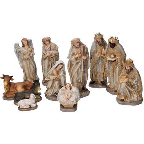 Natività resina set 11pz oro cm xh20