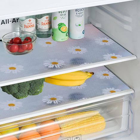 Tapis de réfrigérateur, Marguerite frigo Tapis frigo antibacterien Protection tiroir Cuisine Imperméable Anti-bactérien Tapis d'armoire Tapis tiroir Antidérapant, 45 30cm (1/5)