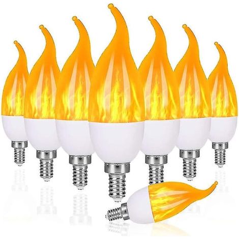 Filiyano – Lampe LED à effet flamme vacillante, ampoule LED E27, 3 modes d'éclairage, ambiance de Noël créative, lot x8. Décoration intérieure. (1/4)