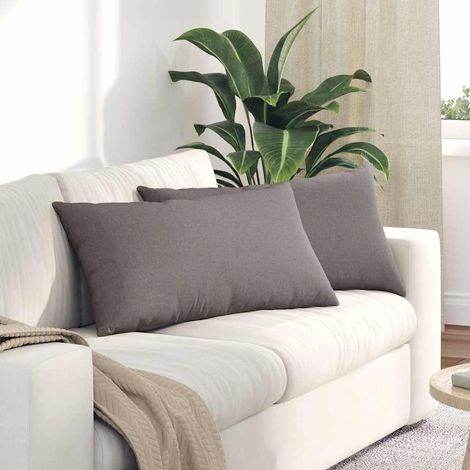 vidaXL Coussins de canapé 2 pcs Taupe 80 x 40 cm tissu (1/5)