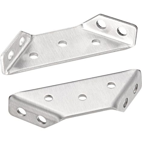 Équerres d'angle à bride en acier inoxydable pour meubles — Supports d'angle droit trapézoïdaux (Lot de 2)