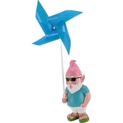 Statue de Gnome de jardin avec grand moulin à vent, Sculpture artistique en résine pour décoration intérieure et extérieure de pelouse de Patio