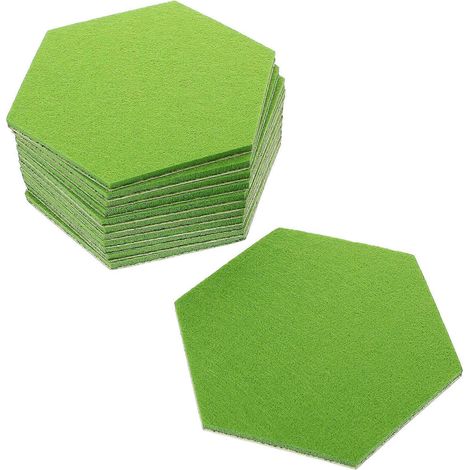 Carreaux hexagonaux en feutrine verte pour tableaux d'affichage, compatibles avec un usage domestique, lot de 12. (1/5)