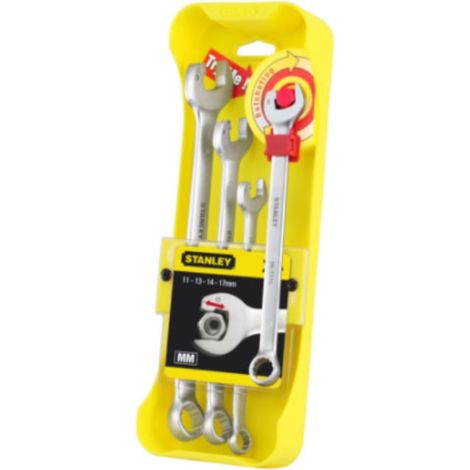 STANLEY - 4 PEZZI - CUSTODIA CON SET 4 CHIAVI COMBINATE A CRICCHETTO DA 11 A 17