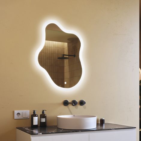 Espejo de baño LED Artforma, 74x94, Interruptor táctil, LED Dual, Espejo Irregular (1/5)