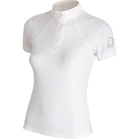 12 anni, bianco: Maglia da concorso per bambina in tessuto tecnico piquet con inserti microforati (1/2)