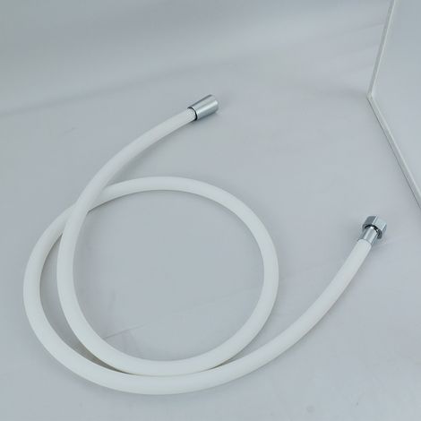 Tuyau de douche en silicone double paroi 1,5 m, couleur blanche, écrou inoxydable (1/5)