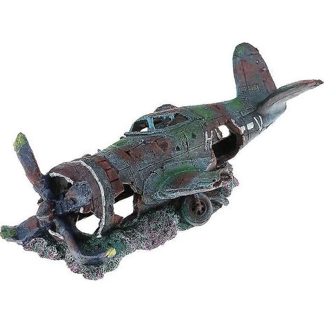 Décor de fond d'aquarium : épave d'avion de combat endommagé (1/5)