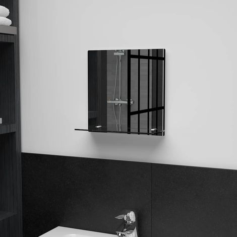 Miroir mural avec étagère 30×30 cm en verre trempé