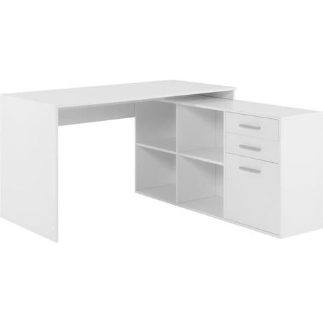 Bureau d'angle London - Panneaux de particules - Décor blanc - 136 x 75 x 139 cm (1/5)