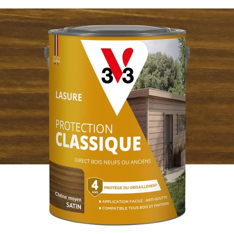 Lasure Bois extérieur Chêne moyen - Protection Classique 4 ans - Protège du grisaillement - Direct bois neufs ou anciens - Texture anti-goutte - 5L (1/5)