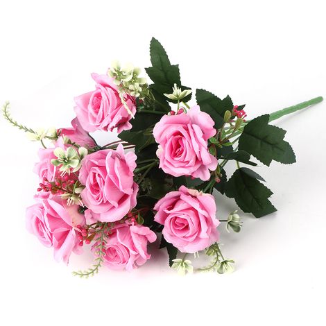 Künstliche Rosenblüten, täuschend echt wirkende Kunststoffblumen für die Dekoration von Haus und Garten, Pfirsichfarben (1/5)