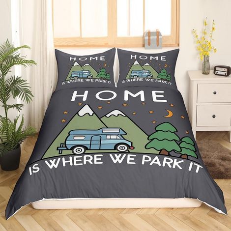 Ensemble de literie 200x200cm motif camping-car pour enfants et adolescents
