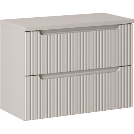 Meuble sous vasque suspendu 2 tiroirs avec plan NOVA 60 cm Taupe-Taupe-Plateau Taupe-Largeur 60 cm (1/5)