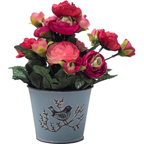 Pot de fleurs artificielles Renoncules pour le cimetière H 27 cm D 20 cm Rose soutenu - couleur: Rose soutenu (1/3)