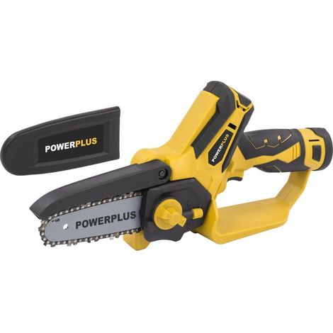 Powerplus Motosega con batteria da 12 V e caricabatterie, piccola sega elettrica con sega da 100 mm per funzionamento con una sola mano, attrezzi da giardino per un facile giardinaggio (1/5)