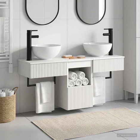 vidaXL Bathroom Furniture Set 3 pcs White Engineered Wood (1/5)