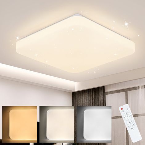 GBLY Deckenlampe LED Deckenleuchte Schlafzimmer - Schlafzimmerlampe Sternenhimmel Dimmbar mit Fernbedienung 37W Deckenbeleuchtung Küchenlampe Eckig Flurlampe 28cm für Wohnzimmer Küche Flur