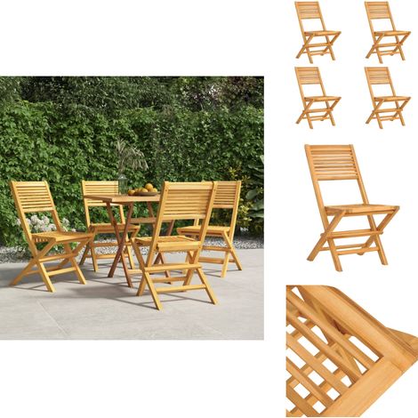 Gartenstühle 4 Stk. Klappbar 47x62x90 cm Massivholz Teak - Teakholzgartenstuhl - Klappbarer Gartenstuhl - Gartenstühle Set - Outdoor Möbel - Balkonmöbel (1/5)