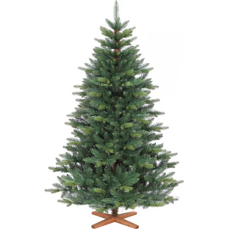 Salcar  Künstlicher Weihnachtsbaum Nordmanntanne 180 cm PE & PVC mit Echtholzständer, zweifarbig, naturgetreu
