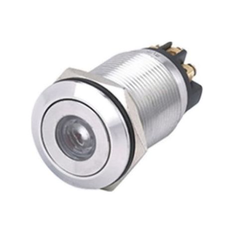 Bouton-poussoir, Verrouillable lumineux, LED Vert, DPST, 5 A @ 250 V ac, Translucide, Montage panneau 24V ( Prix pour 1 )