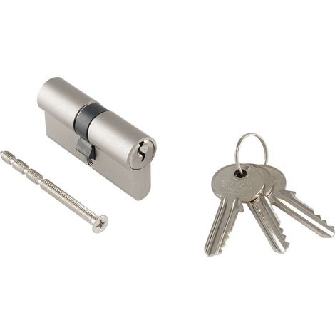 Marchesi H36000 Einbaudoppelzylinder, Türzylinder Schließzylinder Sicherheitsschloss, gleichsperrend ohne Sicherungskarte, Messing vernickelt, 30,5/30,5 mm inklusive 3 Schlüssel