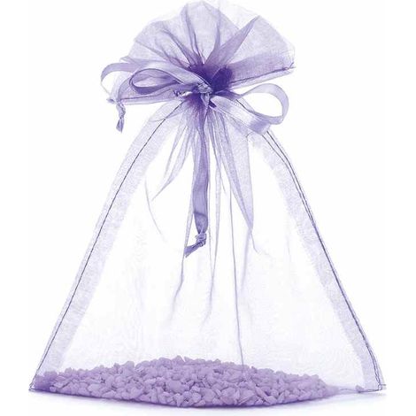 Sacchetto in organza viola orchidea con coulisse di chiusura in raso è una soluzione pratica e veloce, set da 50 pezzi, cm 17 x 22 H (al tirante17)