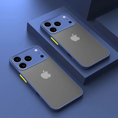 (iPhone 16 Pro Max bleu) Coque de téléphone transparente de type armure pour iPhone avec cadre antichoc.