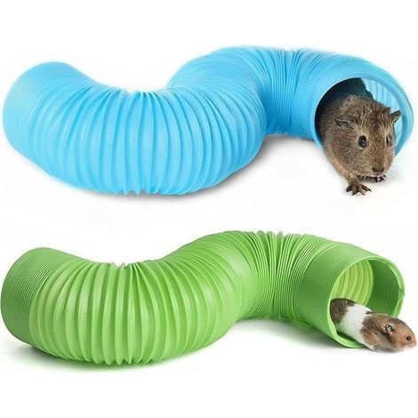 Lot de 2 Tunnels en Plastique rétractables pour ferret Guinée Pig Ferret Hamster Guinée Pig Hedgehog Chinchilla（bleu et vert） (1/5)