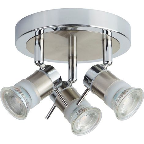 Plafonnier LED luminaire chrome argent couloir bureau chambre salon éclairage (1/3)