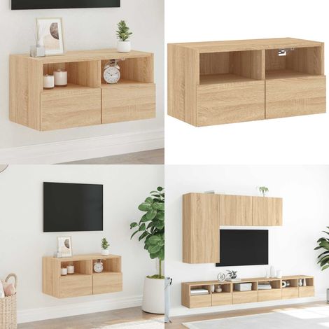 Mueble de TV de pared madera ingeniería roble Sonoma 60x30x30cm - Mueble de TV - Madera de ingeniería