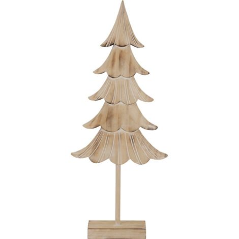 Large Rustic Fir Christmas Tree on Stand - Wood - L6 x W22 x H41 cm - Brown