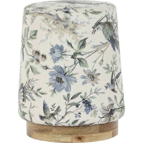 Tabouret coton coloré motif floral pour déco intérieure - Palette florale multicolore et naturelle (1/4)