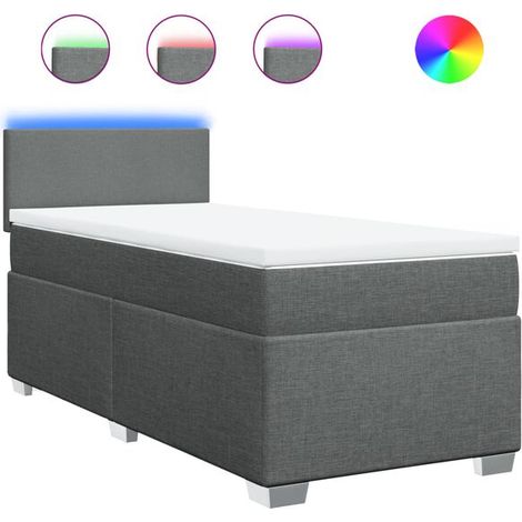Cadre de lit en tissu, matelas inclus, gris foncé, 80 x 200 cm (1/5)