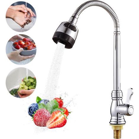 Robinet de cuisine élégant SN 0017, valve à disque céramique, matériau de haute qualité, bec flexible, finition chromée (1/5)