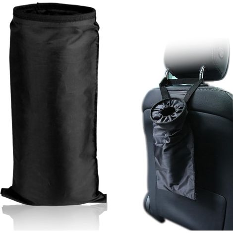 2Pcs Auslaufsicherer Automülleimer, Auto Mülleimer, Schwarz, Oxford-Material, 7 x 15 Zoll, Aufhängbar, Sauber und Geruchsfrei, Auto, LKW, Minivan
