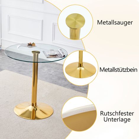 Table ronde de bar en verre trempé minimaliste et moderne, diamètre 89 cm, hauteur 92 cm, idéale pour une ambiance chic et raffinée. (1/5)