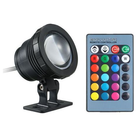 Lampe Submersible Led Ac / Dc 12V 10W Rvb Led, Avec Telecommande, 16 Couleurs Changeantes- (1/5)