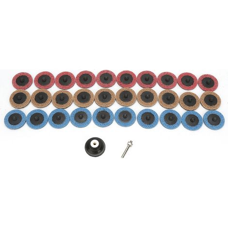 Ortviai Disques Abrasifs Roloc 50 mm (2") – 30 pièces + support, fibre spéciale et carbure de silicium pour polissage, décapage et dérouillage (1/5)
