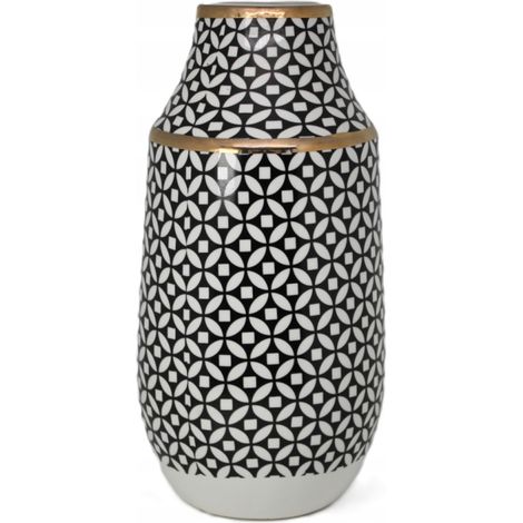 Elegante vaso decorativo in ceramica con motivo geometrico (1/5)