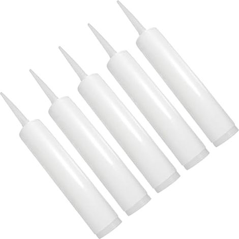 Lot de 5 tubes de calfeutrage vides en plastique - Buse de calfeutrage universelle professionnelle réutilisable pour carrelage, fenêtre, toit (1/5)