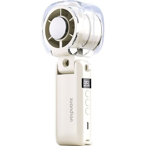 Petit ventilateur portable avec fonction brumisation, réglable, 199 niveaux d'intensité, autonomie exceptionnelle, blanc (1/5)