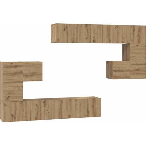 Meubles TV mural 4 pcs Armoires TV suspendues - Chêne artisanal Bois d'ingénierie fr2732 - Maison La Vie