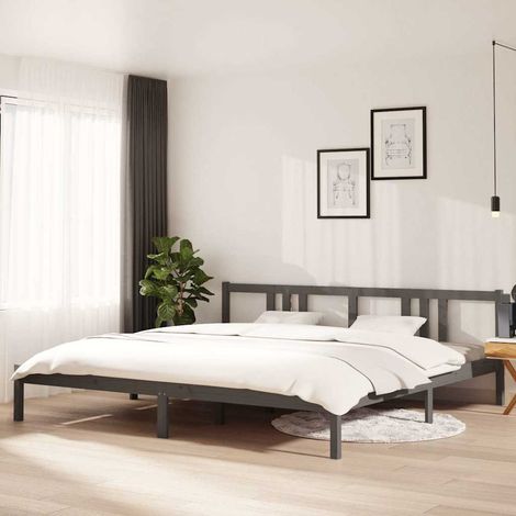 Estructura de cama sin colchón madera maciza gris 200x200 cm (1/5)