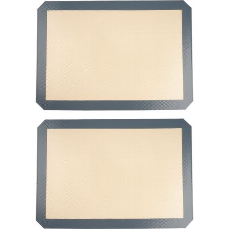 2 pièces Tapis de cuisson rectangulaire, 42 x 29,5 cm, silicone antiadhésif alimentaire, rouge/noir/gris (1/5)