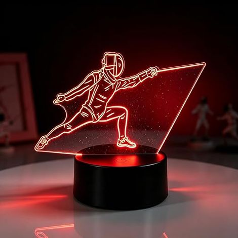 3D Fencing LED Night Light Touch Control 7 Colors Fencing Lovers Gift Room Decor (1/5)